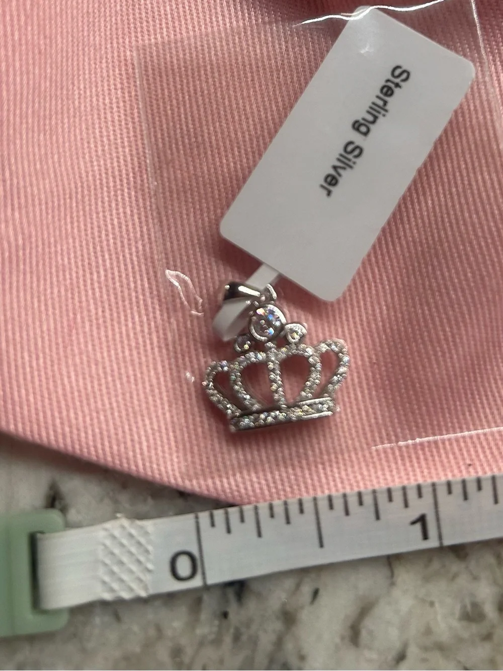 Sparkling Crown Moissanite Charm - Sterling Silver
